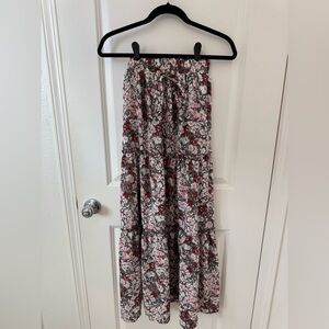 Amazon Floral Maxi Skirt - Pink, Red, and Gray